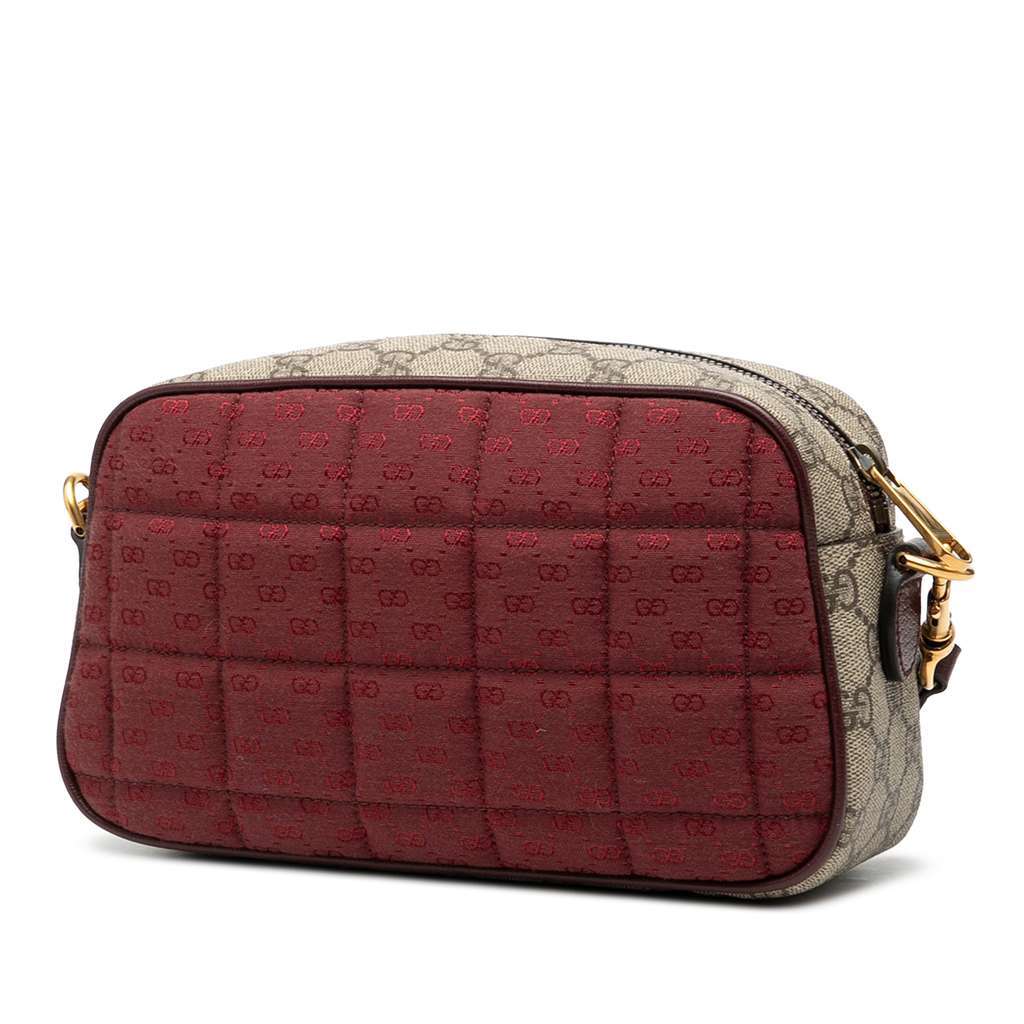 Gucci Small Quilted Mini GG Canvas and GG Supreme Double G Crossbody Red Canvas Very good - Back View
