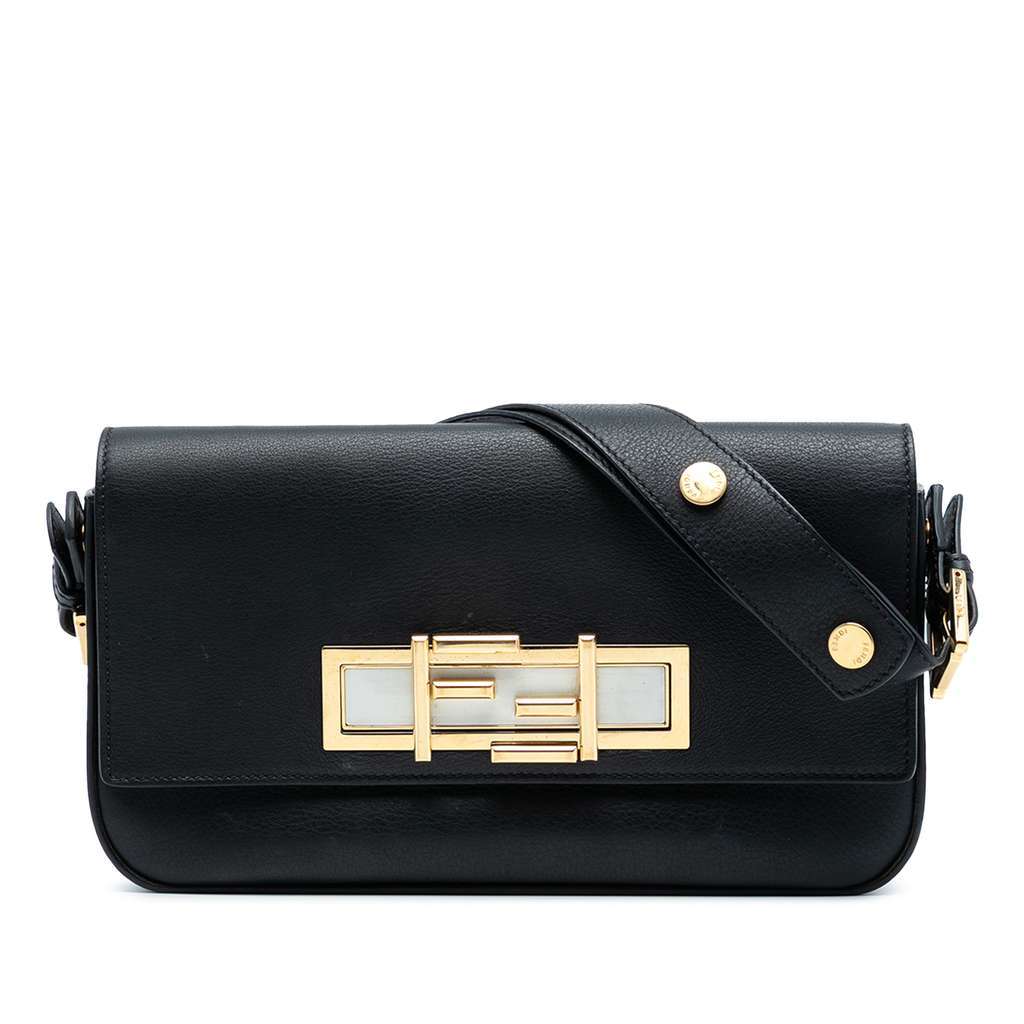 Fendi Leather 3Baguette Shoulder Bag Black Leather Very good condition - Front View