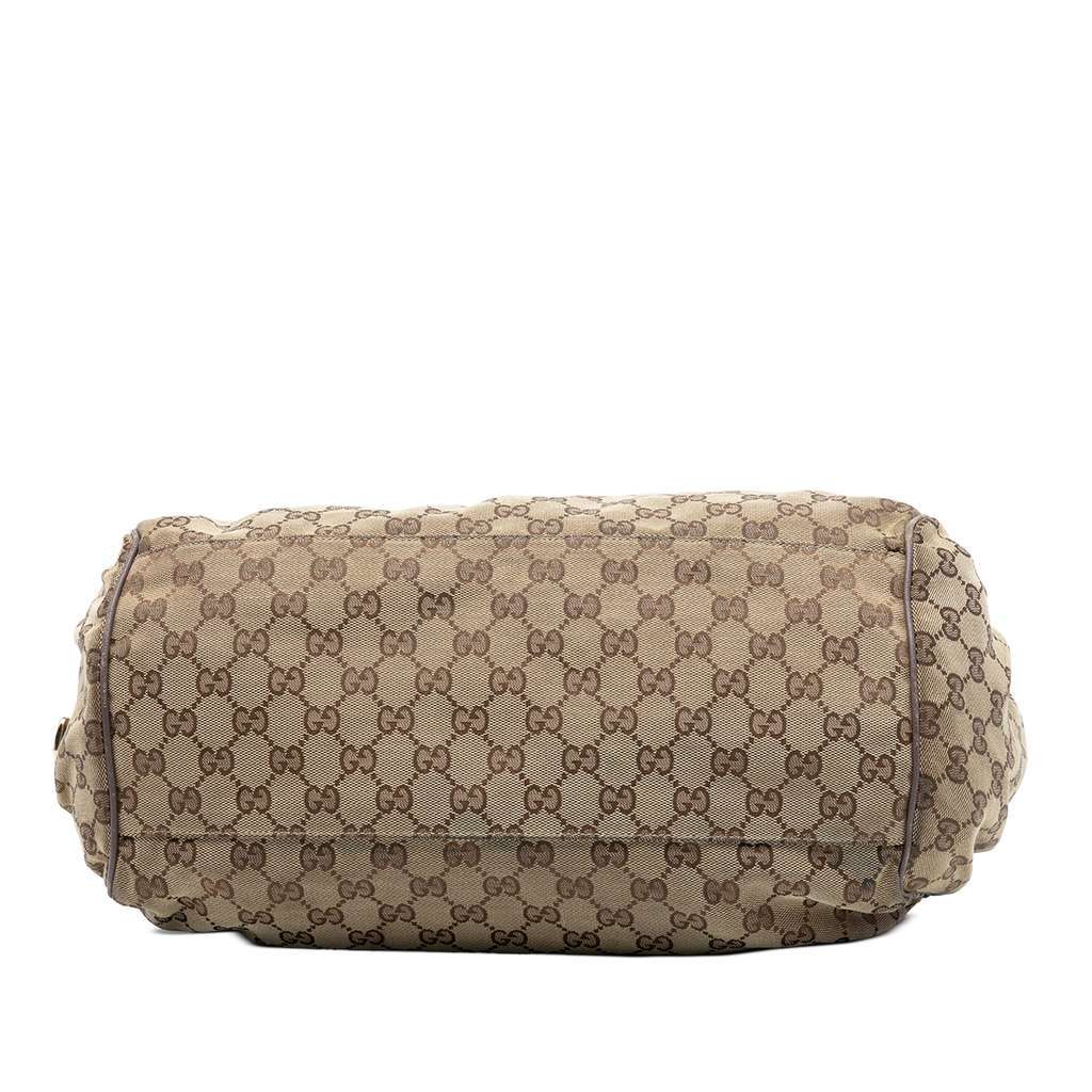 Gucci GG Canvas Sukey Satchel Brown Canvas Good - Inside View