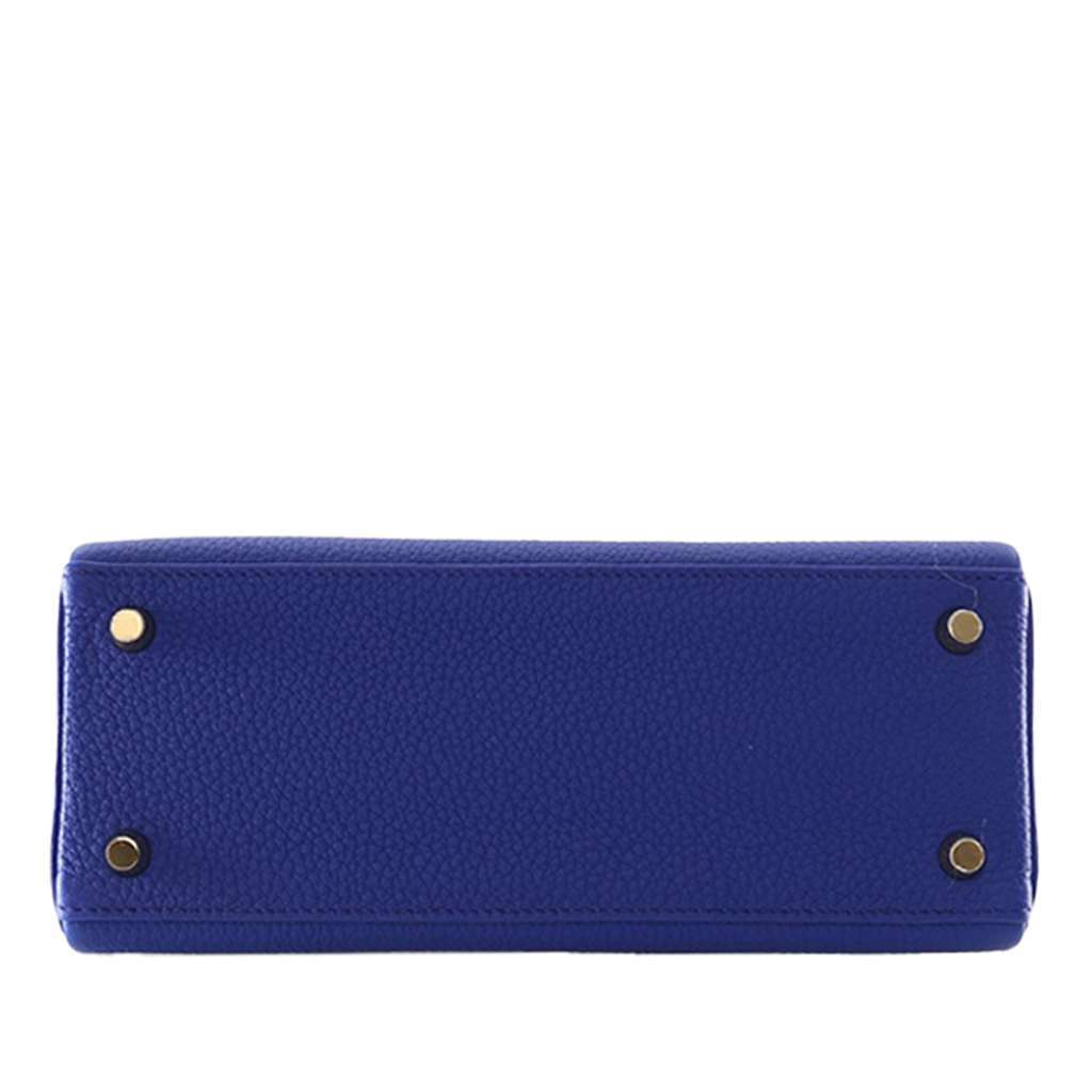 Hermès Togo Kelly II Retourne 25 Blue Leather Very good condition - Box View