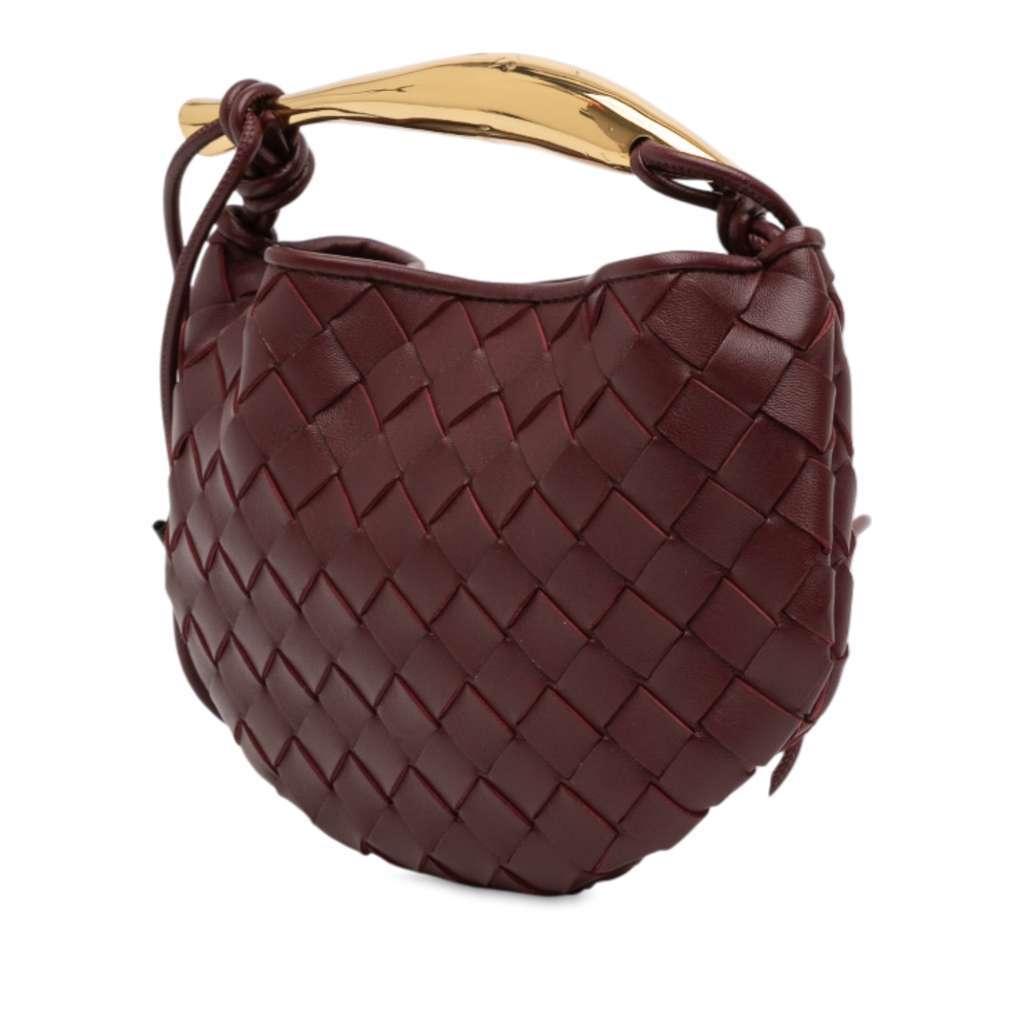 Bottega Veneta Baby Lambskin Intrecciato Sardine Satchel Red Leather Very good condition - Back View