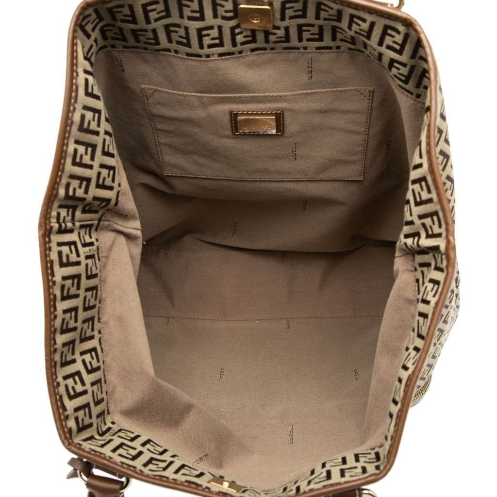 Fendi Zucchino Canvas Chef Shopping Tote Brown Canvas Very good - Model View
