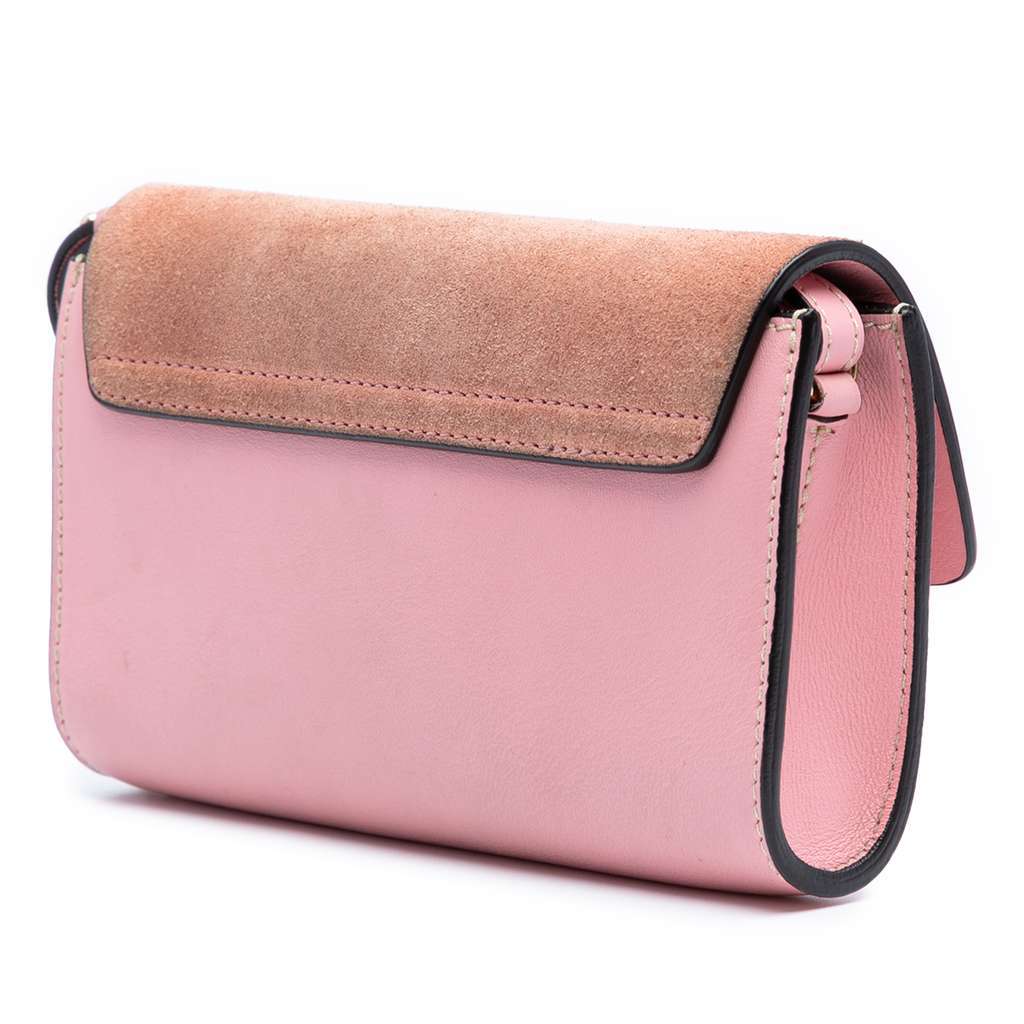 Chloé Mini Calfskin and Suede Faye Chain Crossbody Pink Leather Good condition - Back View