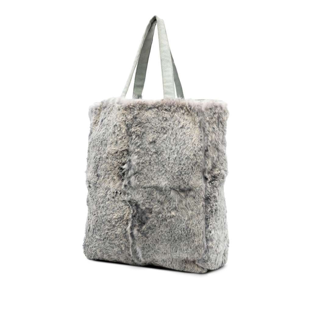Chanel CC Lapin Fur Tote Grey Very good - Back View