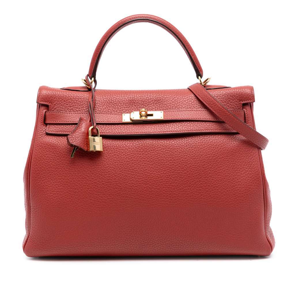 Hermès Togo Kelly II Retourne 35 Red Leather Good condition - Front View