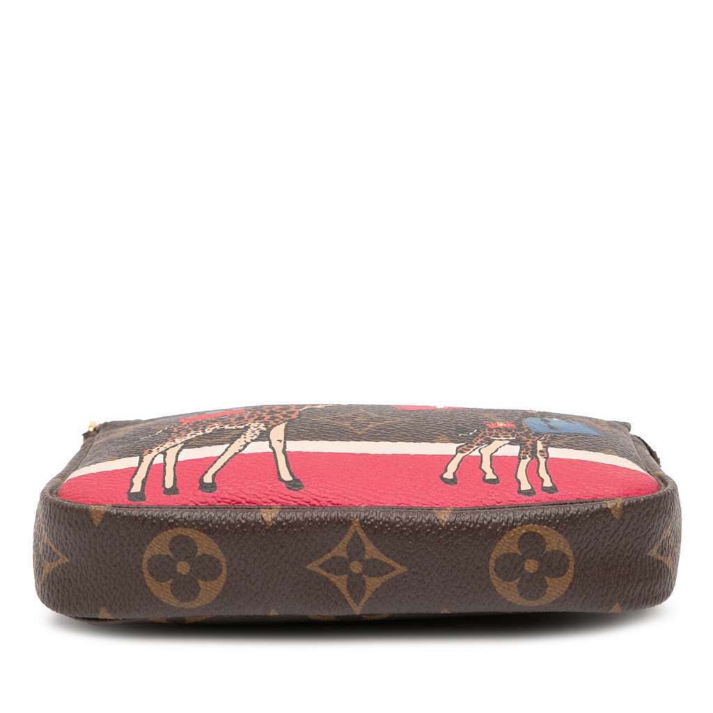 Louis Vuitton Monogram Giraffe Christmas Mini Pochette Accessoires Brown Good - Inside View