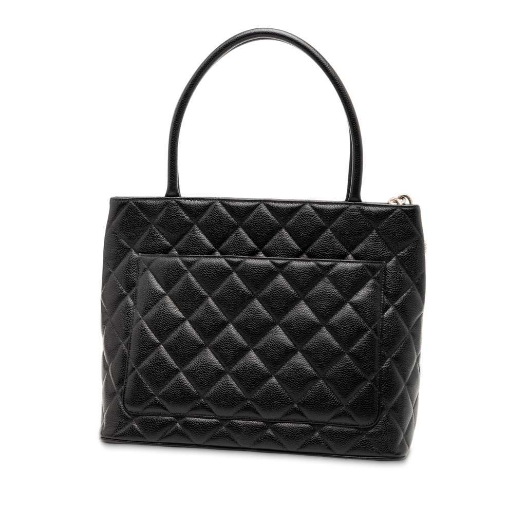 Chanel Caviar Medallion Tote Black Leather Very good - Back View