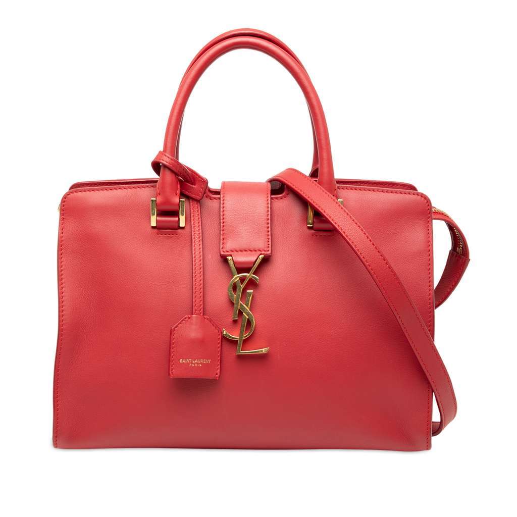 Saint Laurent Baby Leather Monogram Downtown Cabas Satchel Red Leather Very good - Front View
