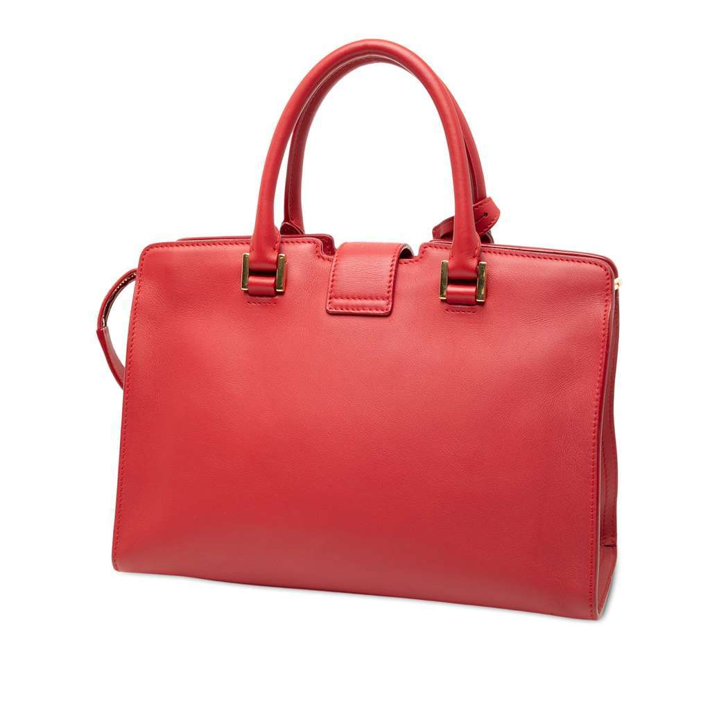 Saint Laurent Baby Leather Monogram Downtown Cabas Satchel Red Leather Very good - Back View