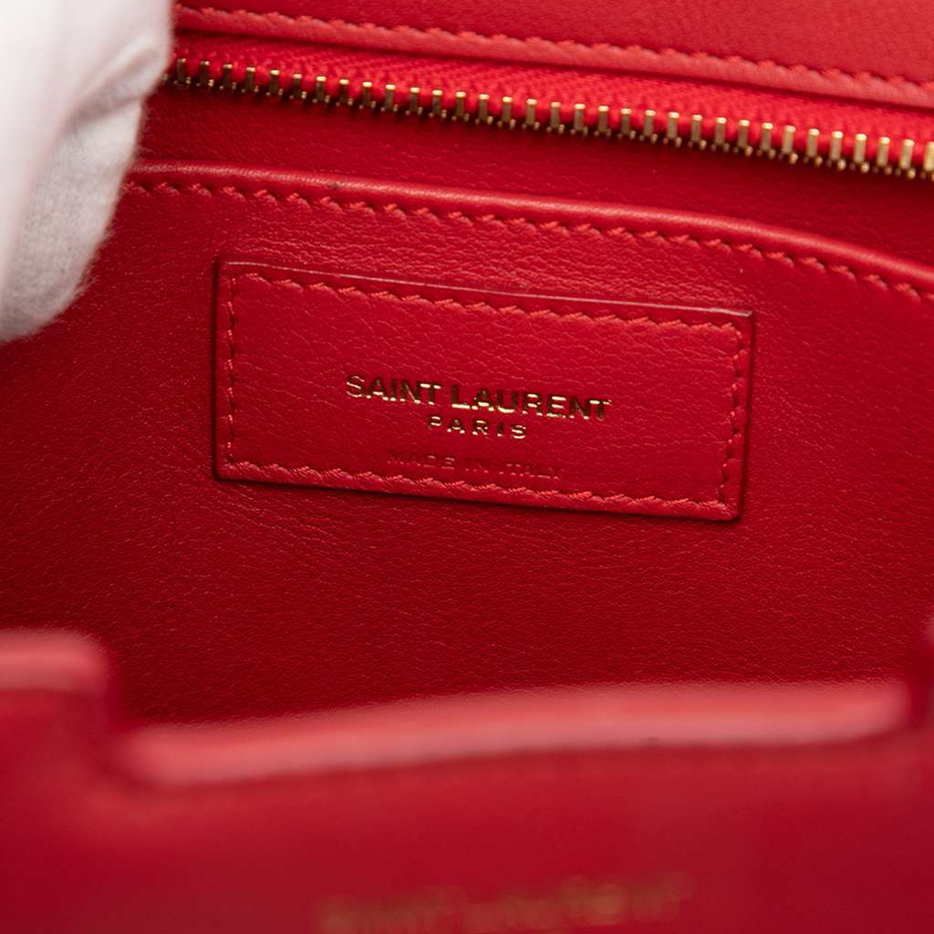 Saint Laurent Baby Leather Monogram Downtown Cabas Satchel Red Leather Very good - Box View