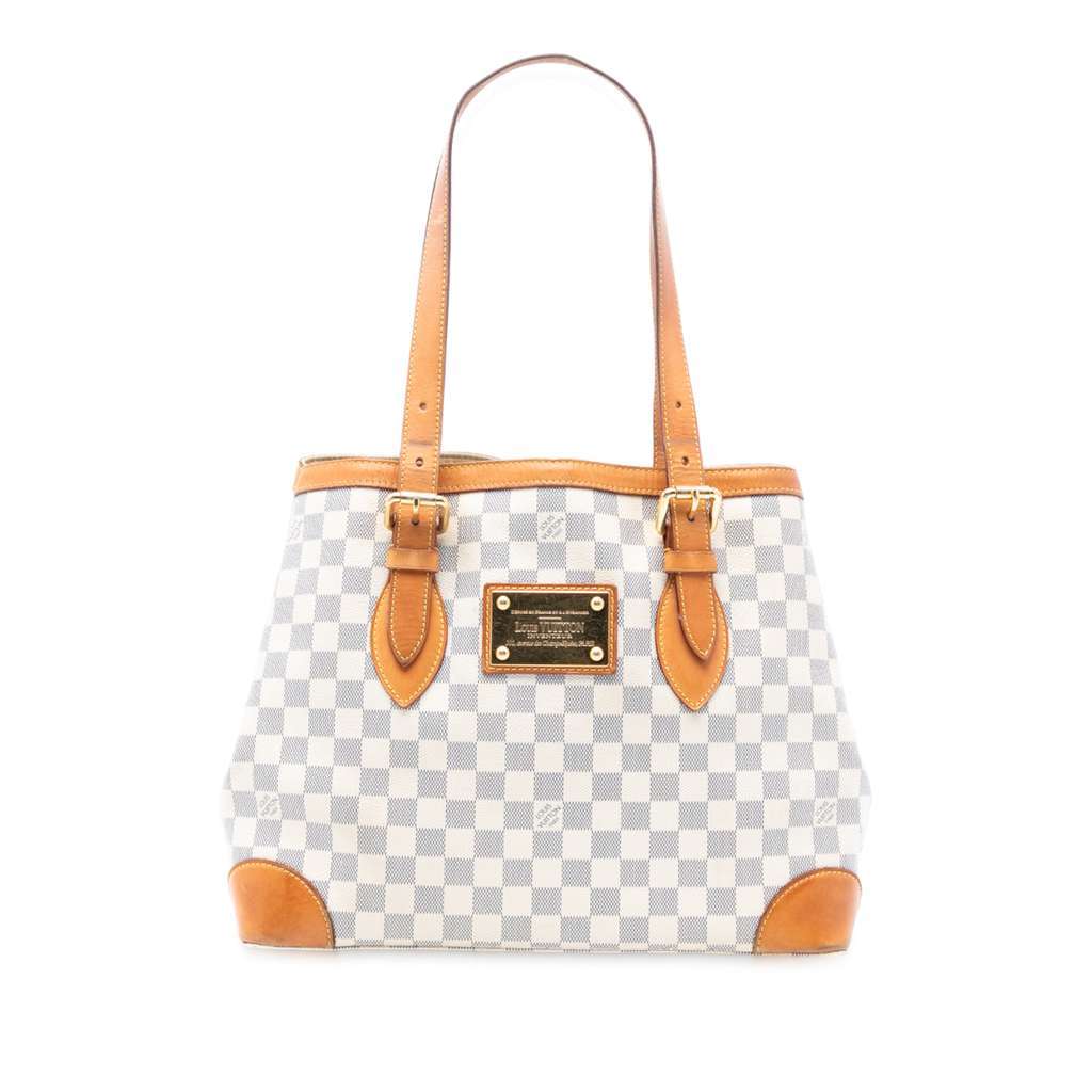 Louis Vuitton Damier Azur Hampstead MM White Good - Front View