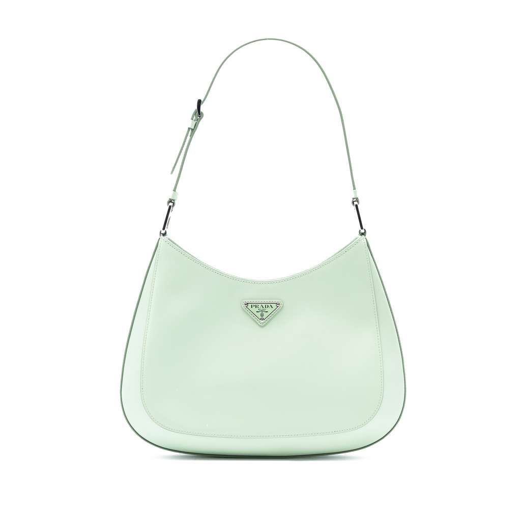Prada Spazzolato Cleo Shoulder Bag Green Leather Very good condition - Front View