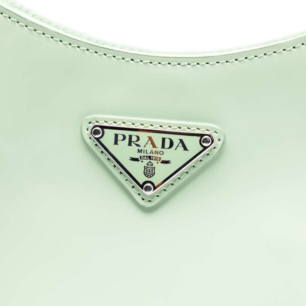 Prada Spazzolato Cleo Shoulder Bag Green Leather Very good condition - Box View