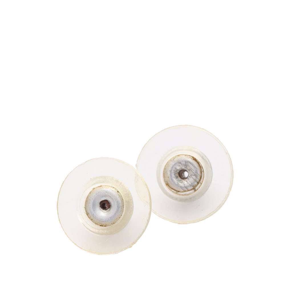 Chanel CC Stainless Steel Rhinestones Push Back Earrings Silver Stainless steel Good condition - Box View