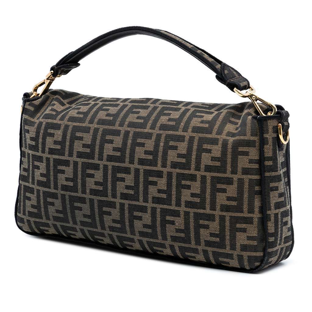 Fendi Large Zucca Canvas Baguette Satchel Brown Canvas Good condition - Back View
