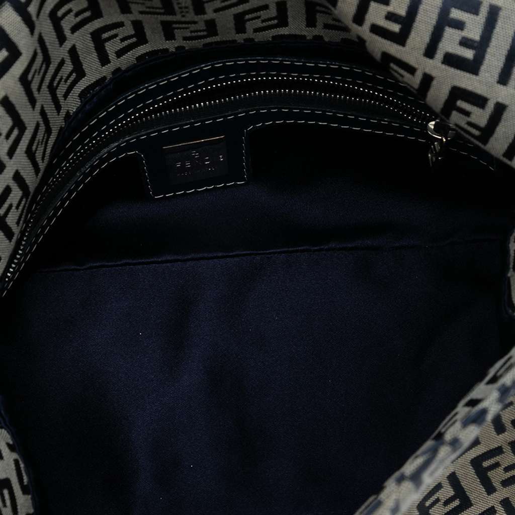 Fendi Zucchino Canvas Double Flap Shoulder Bag Grey Canvas Good - Model View