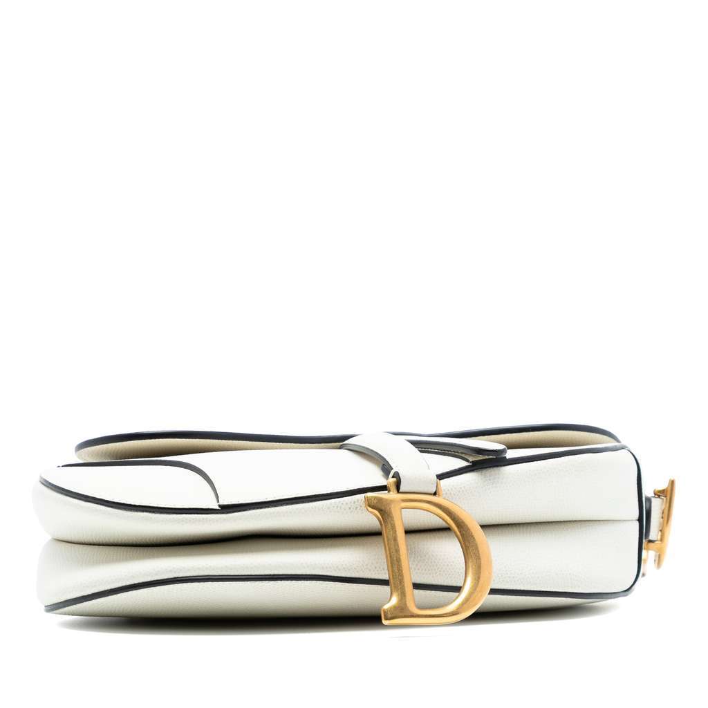 Dior Grained Calfskin Saddle Bag White Leather Good - Inside View
