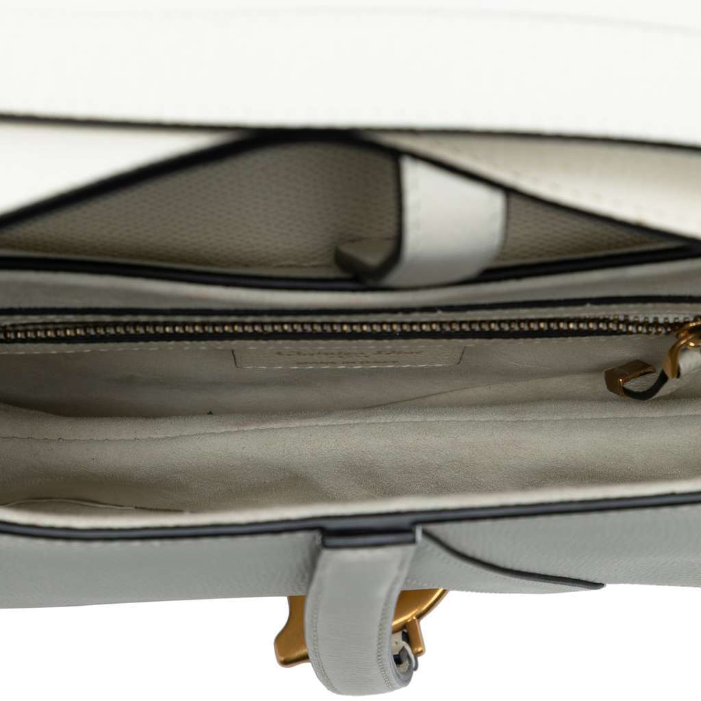 Dior Grained Calfskin Saddle Bag White Leather Good - Model View