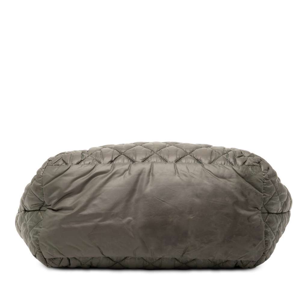 Chanel Small Quilted Nylon Coco Cocoon Tote Green Fair - Inside View