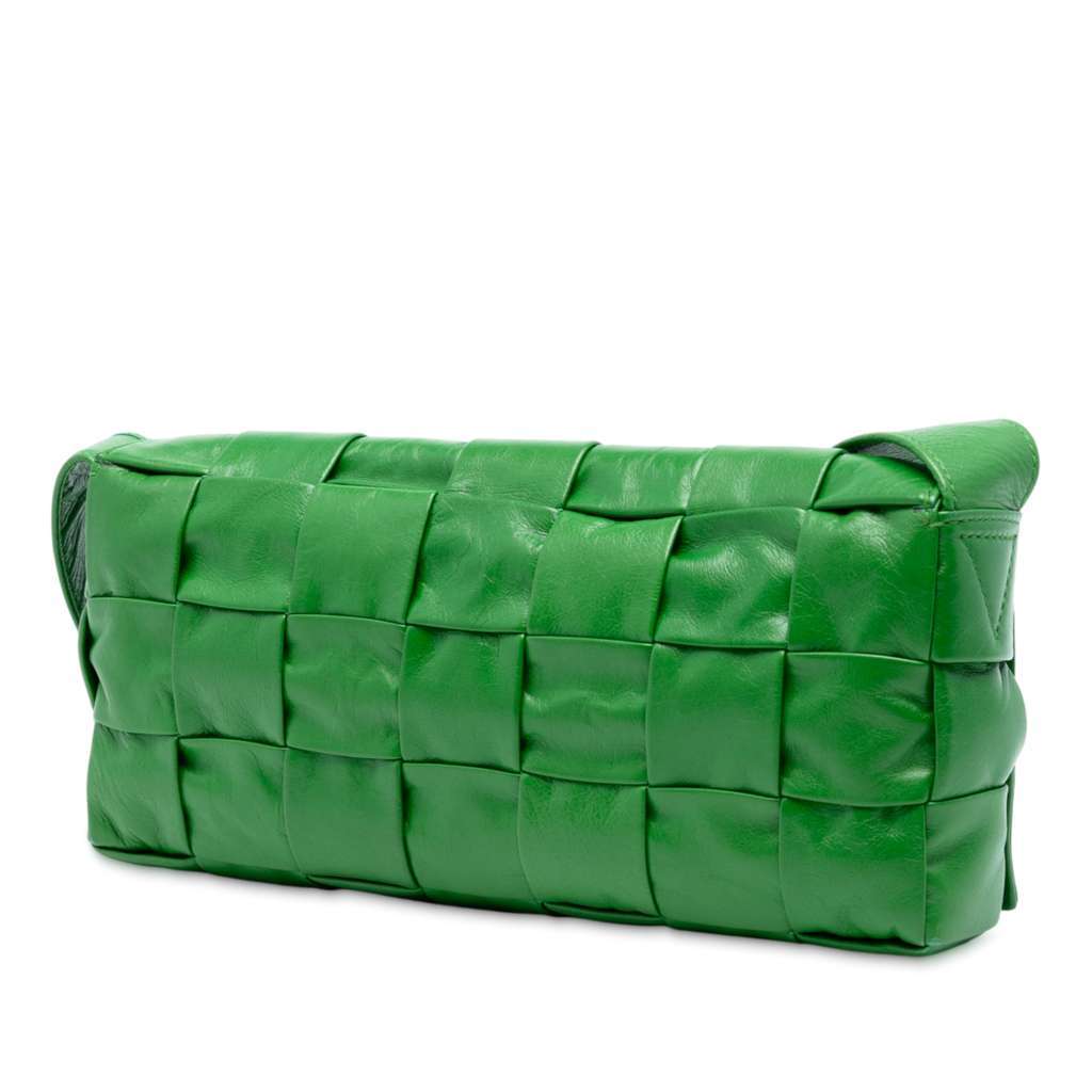 Bottega Veneta Stretch Paper Calfskin Intrecciato Cassette Crossbody Green Leather Good condition - Back View