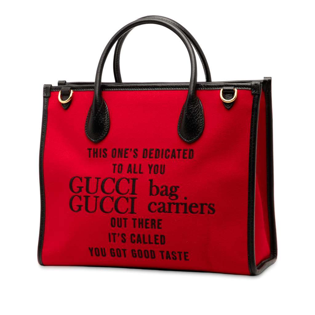 Gucci Felt 100 Centennial Satchel Red Wool Good - Back View