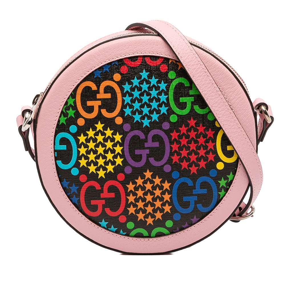Gucci GG Supreme Psychedelic Round Crossbody Pink Canvas Good - Front View