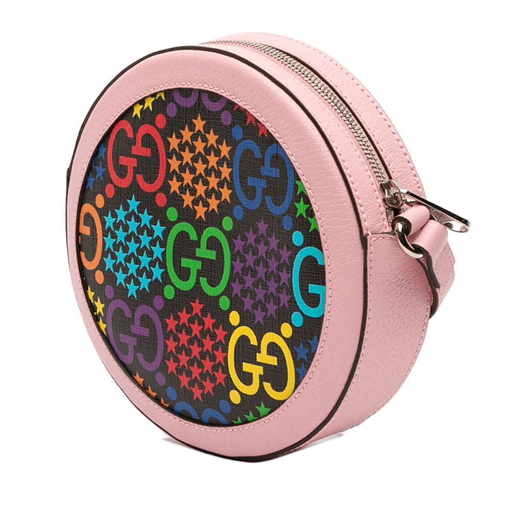 Gucci GG Supreme Psychedelic Round Crossbody Pink Canvas Good - Back View