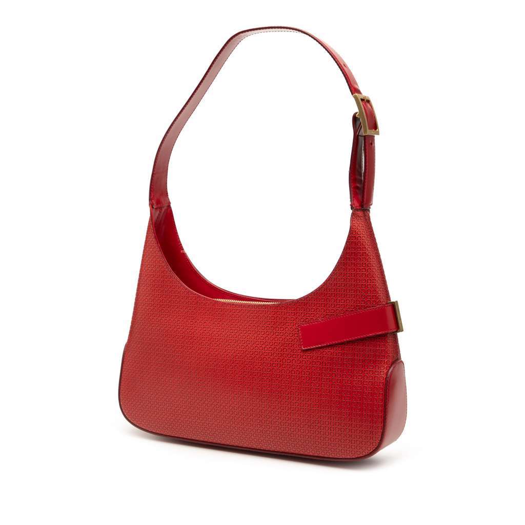 Salvatore Ferragamo Gancini Embossed Leather Shoulder Bag Red Leather Very good condition - Back View