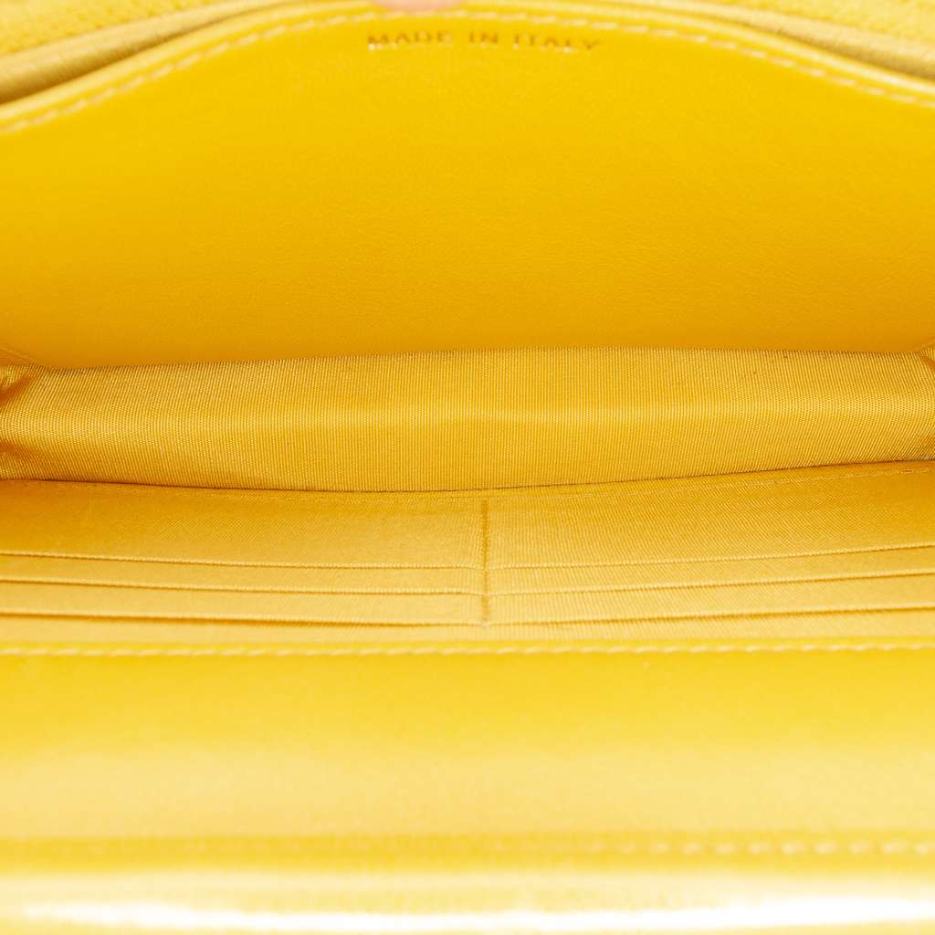 Chanel Small Reversed Chevron Lambskin Flap Yellow Leather Very good - Model View