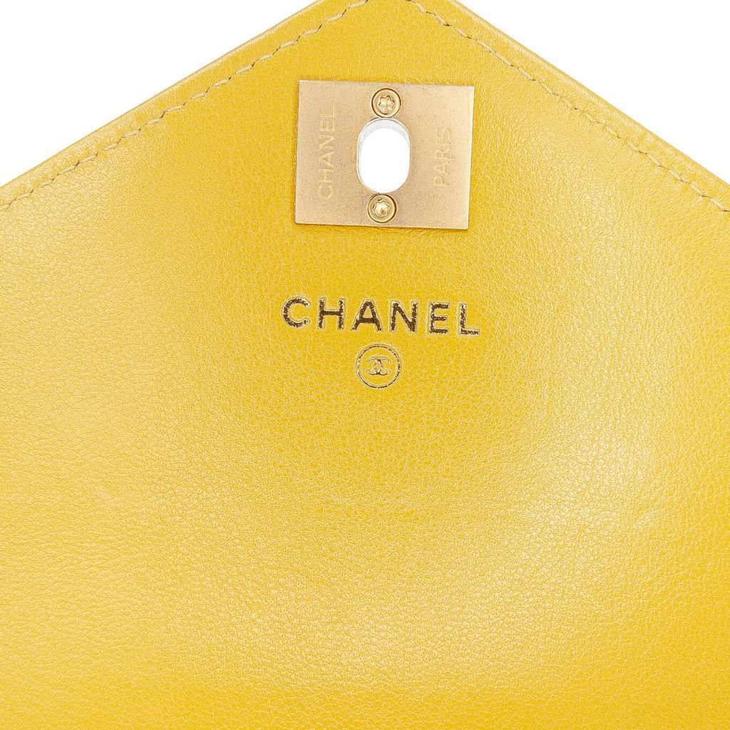 Chanel Small Reversed Chevron Lambskin Flap Yellow Leather Very good - Box View