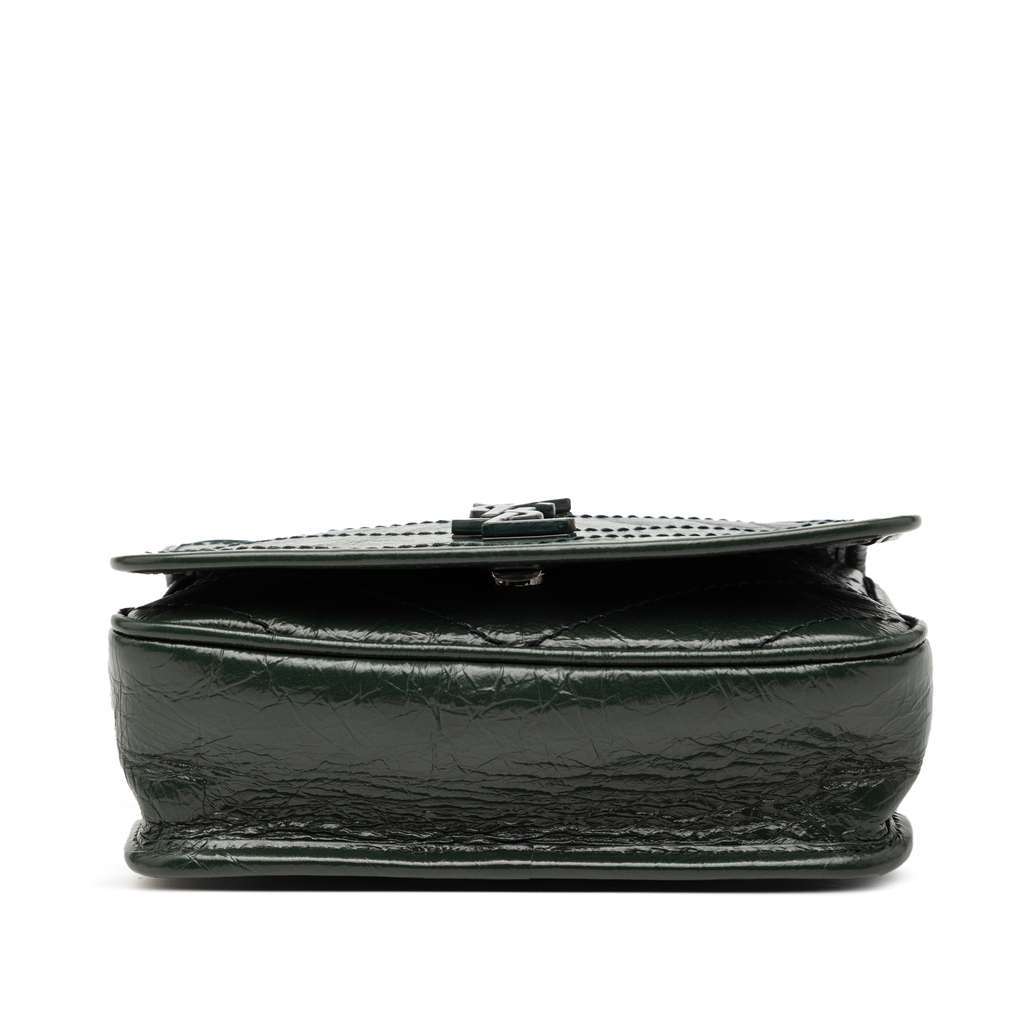 Saint Laurent Crinkled Calfskin Niki Wallet on Chain Green Leather Very good condition - Inside View