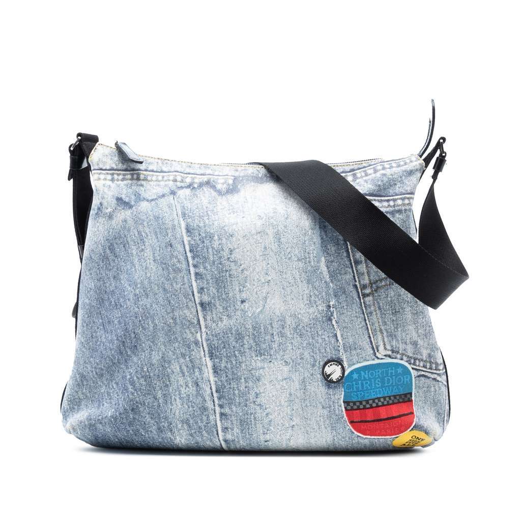 Dior Printed Denim Speedway Crossbody Blue Denim Very good - Front View