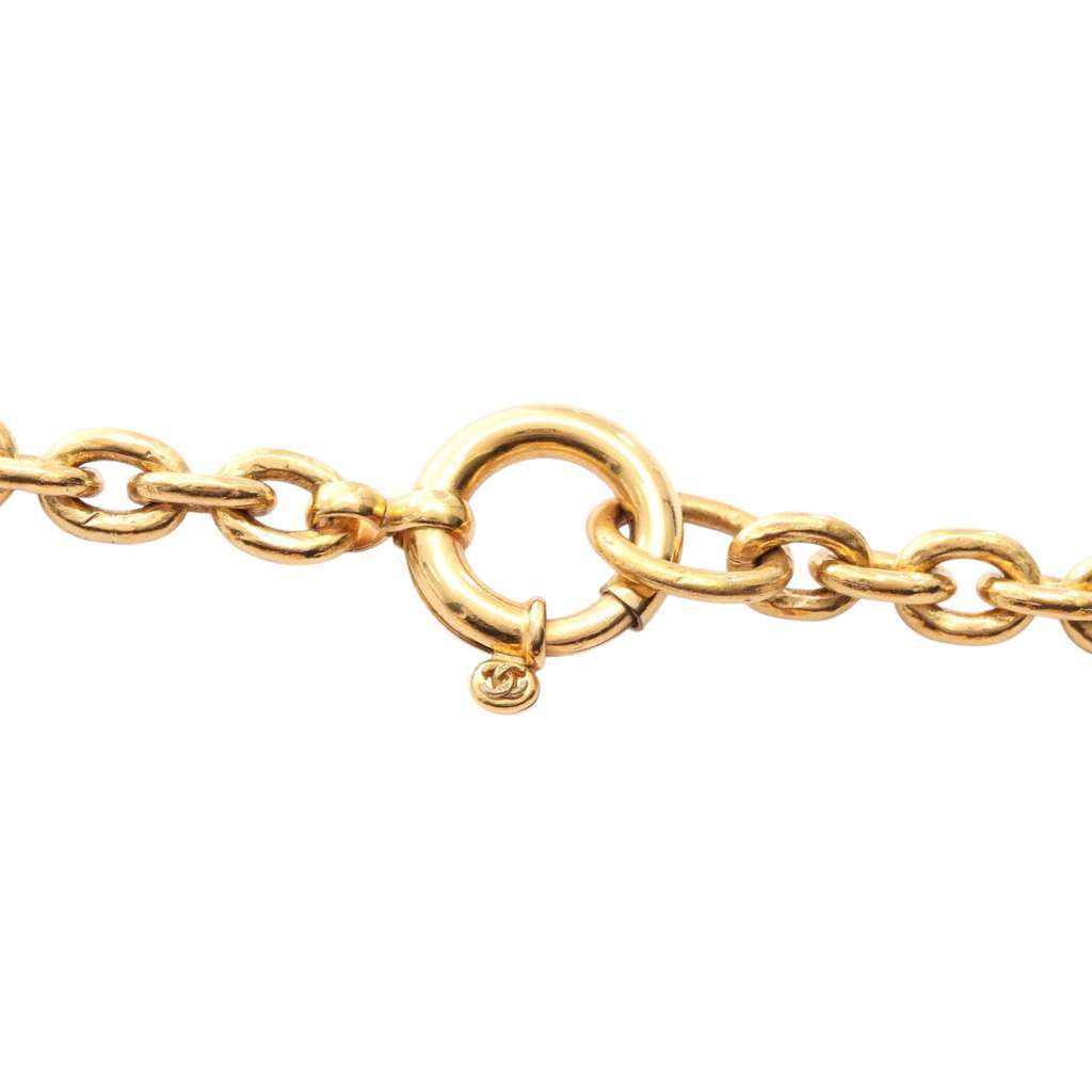 Chanel Gold Plated Triple CC Pendant Necklace Gold Metal Very good - Box View