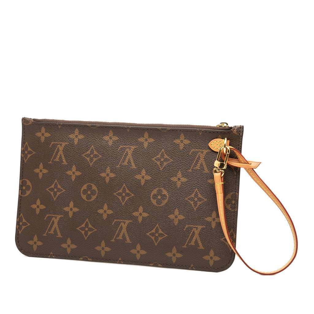 Louis Vuitton Monogram Neverfull Pouch Brown Good - Back View