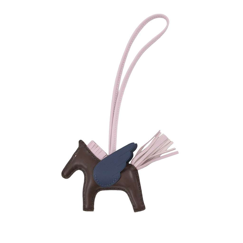 Hermès Milo Lambskin and Swift Grigri Rodeo Pegase Bag Charm PM Brown Leather Good condition - Front View