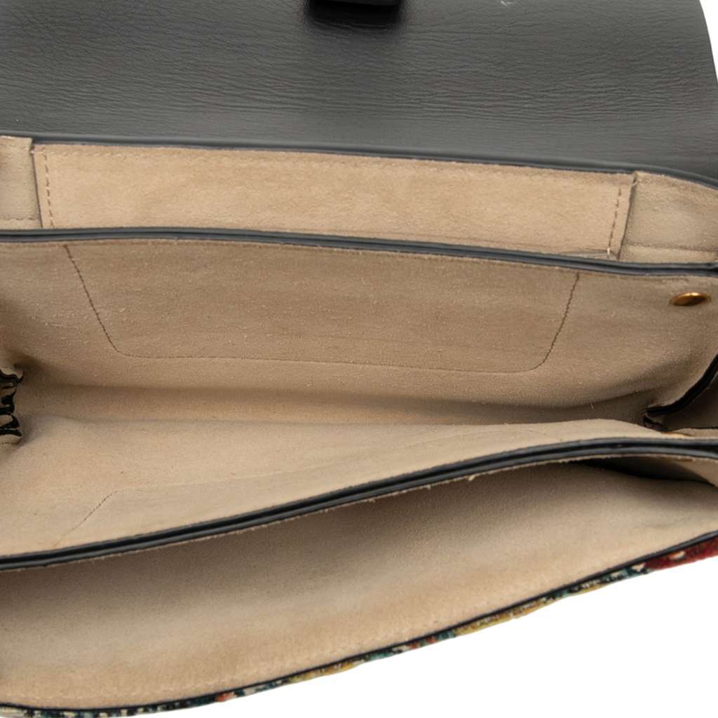 Chloé Small Calfskin and Tapestry Faye Crossbody Black Leather Good condition - Model View