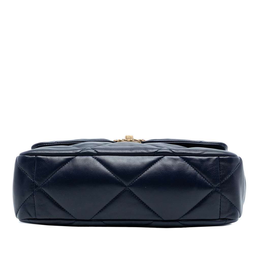 Chanel Large Lambskin 19 Flap Blue Leather Good - Inside View