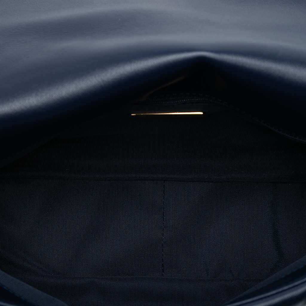Chanel Large Lambskin 19 Flap Blue Leather Good - Model View