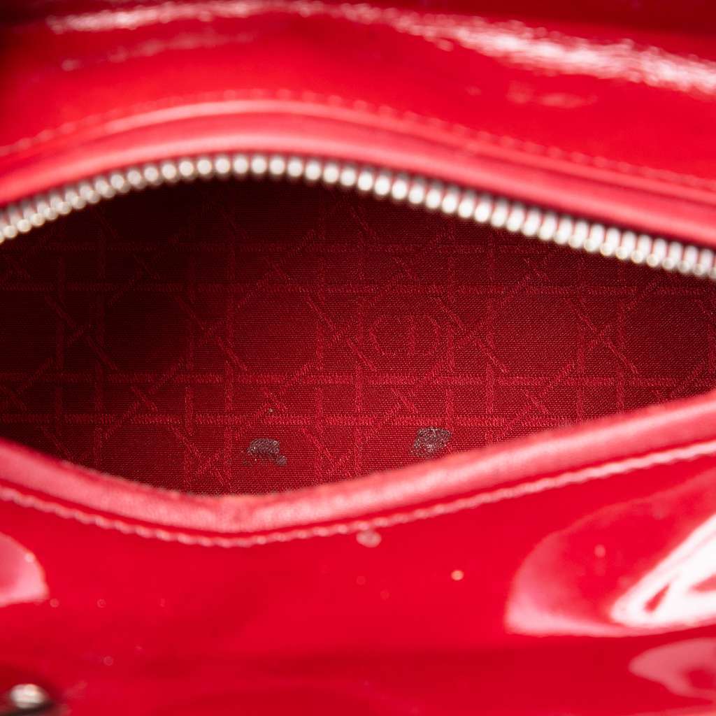 Dior Medium Patent Cannage Lady Dior Red Leather Good - Model View