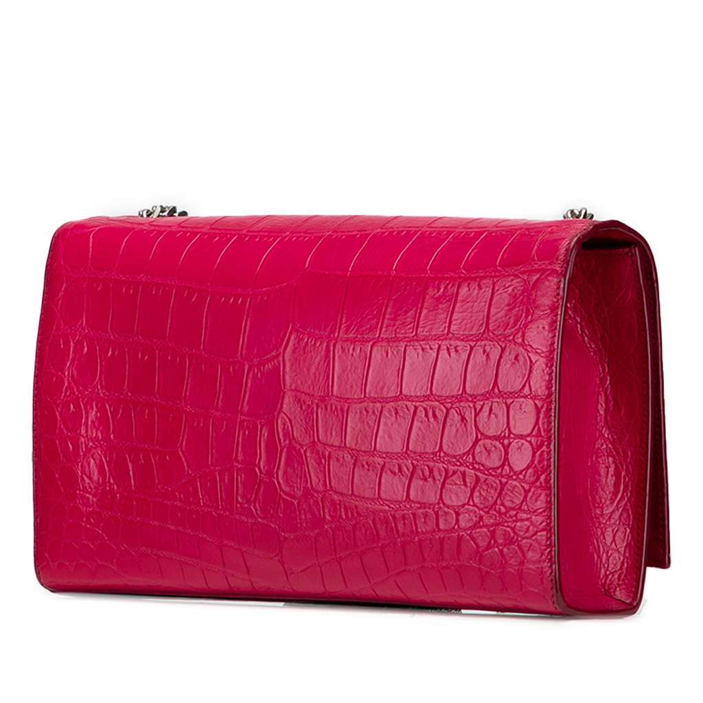 Saint Laurent Medium Croc Embossed Leather Kate Tassel Crossbody Pink Leather Very good - Back View