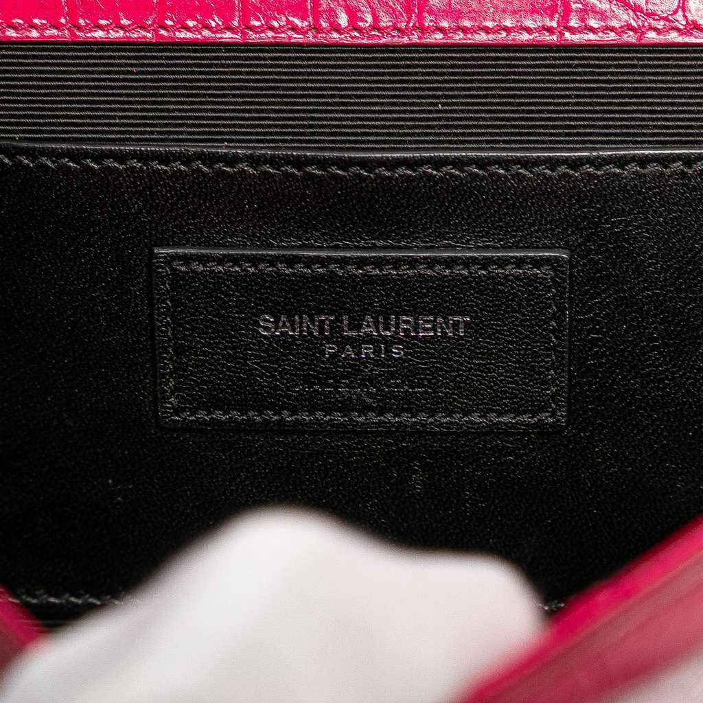 Saint Laurent Medium Croc Embossed Leather Kate Tassel Crossbody Pink Leather Very good - Box View