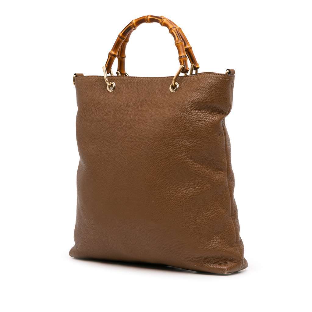 Gucci Tall Leather Bamboo Shopper Tote Brown Leather Good condition - Back View