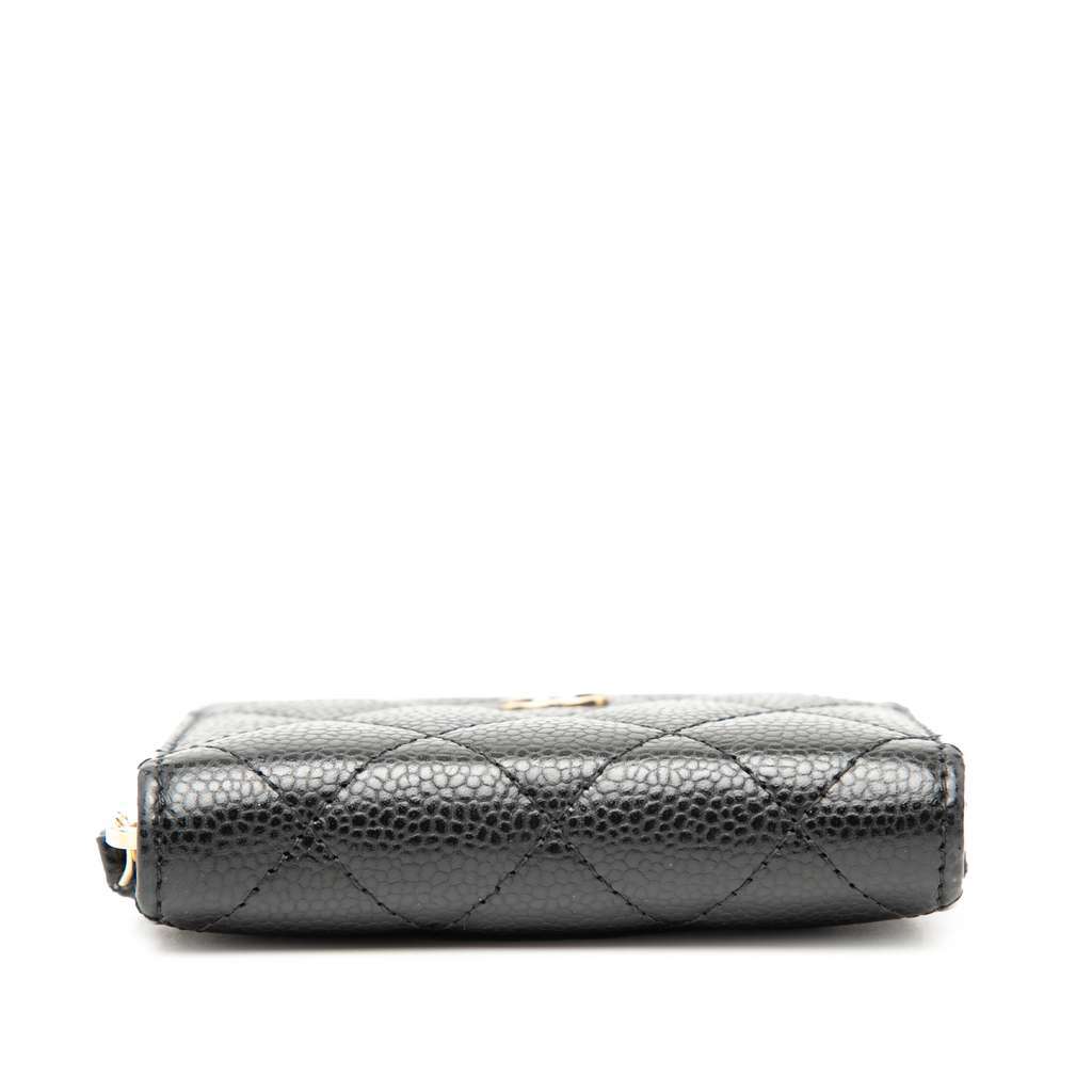 Chanel CC Quilted Caviar Zip Coin Purse Black Leather Very good condition - Inside View