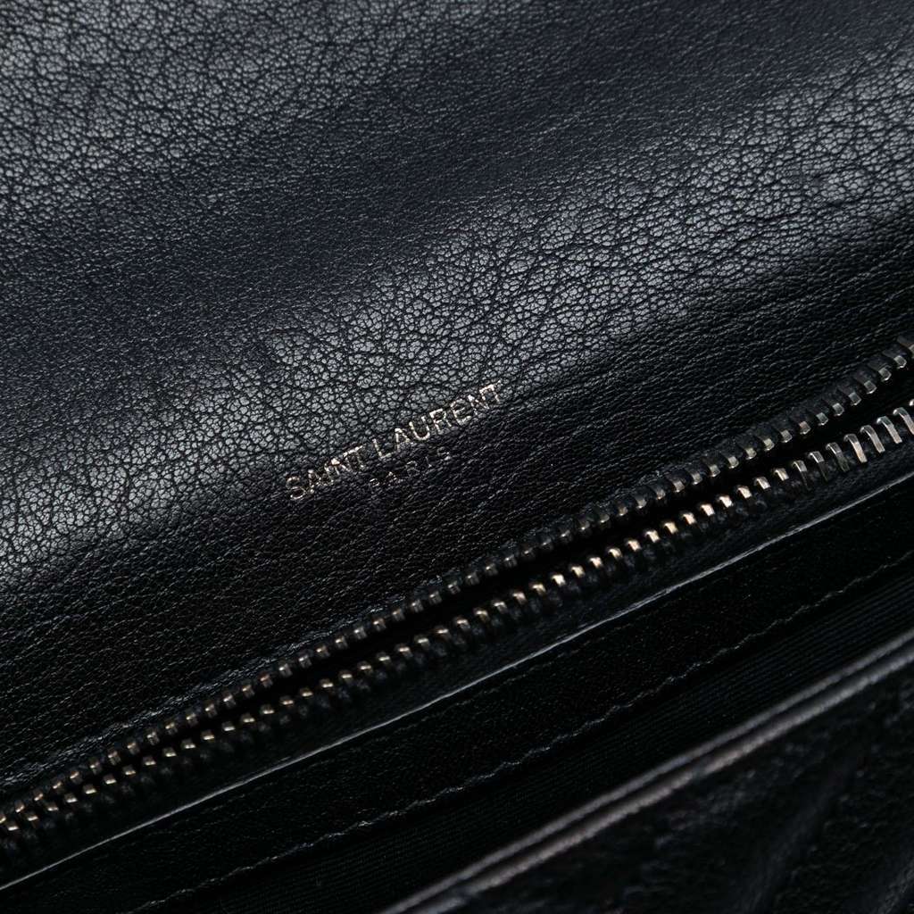 Saint Laurent Medium Chevron Sheepskin Monogram College Satchel Black Leather Good condition - Box View