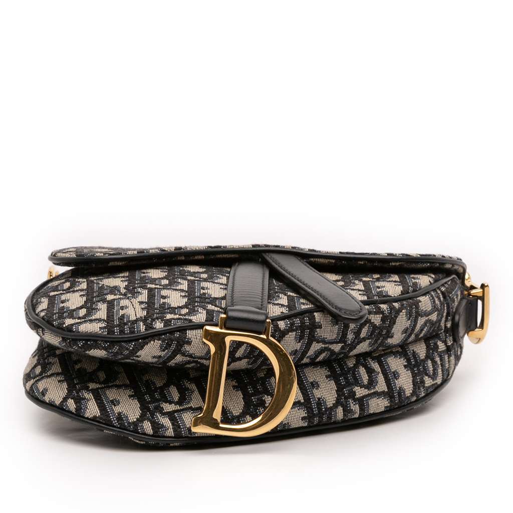 Dior Mini Oblique Canvas Saddle Bag Blue Canvas Very good - Inside View