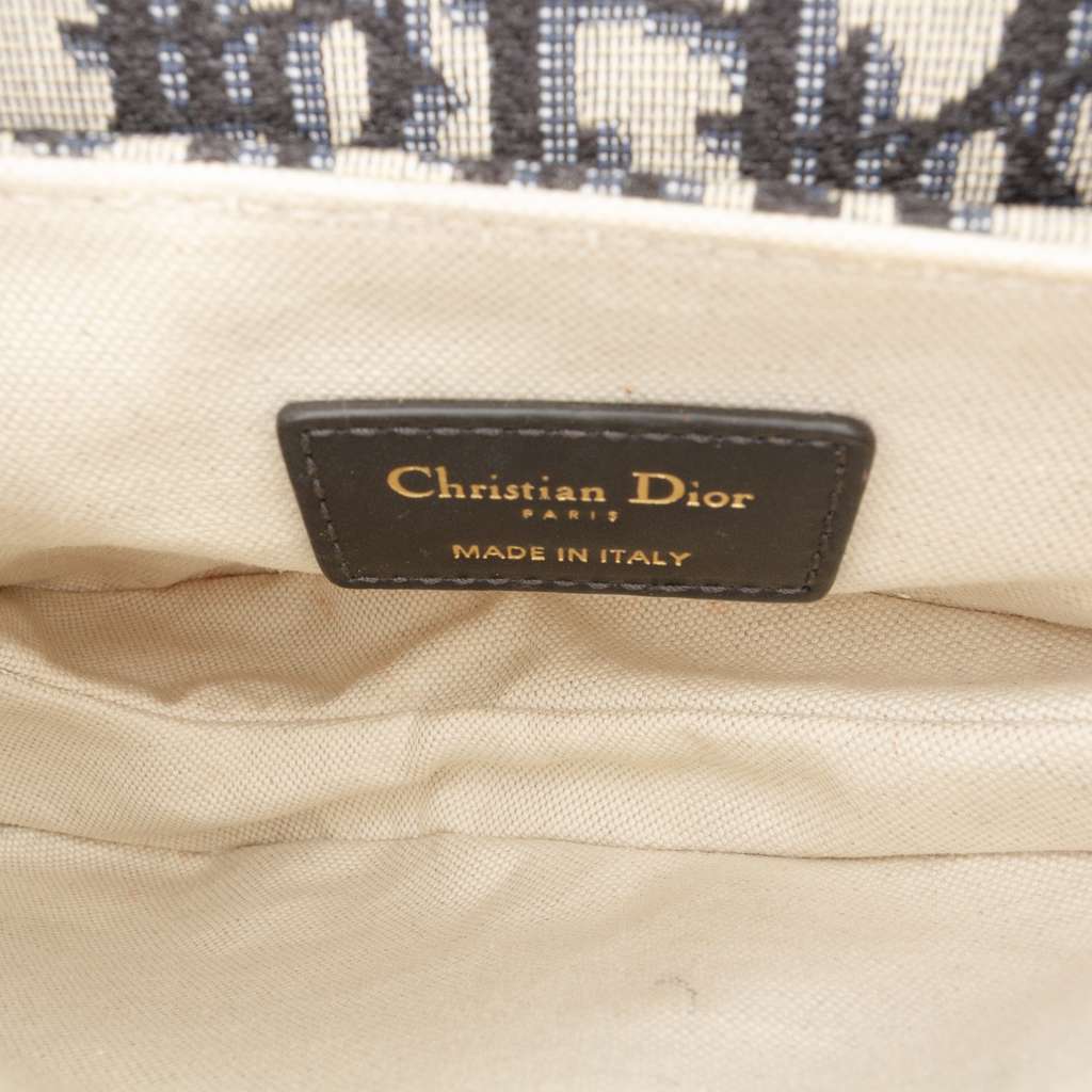 Dior Mini Oblique Canvas Saddle Bag Blue Canvas Very good - Model View