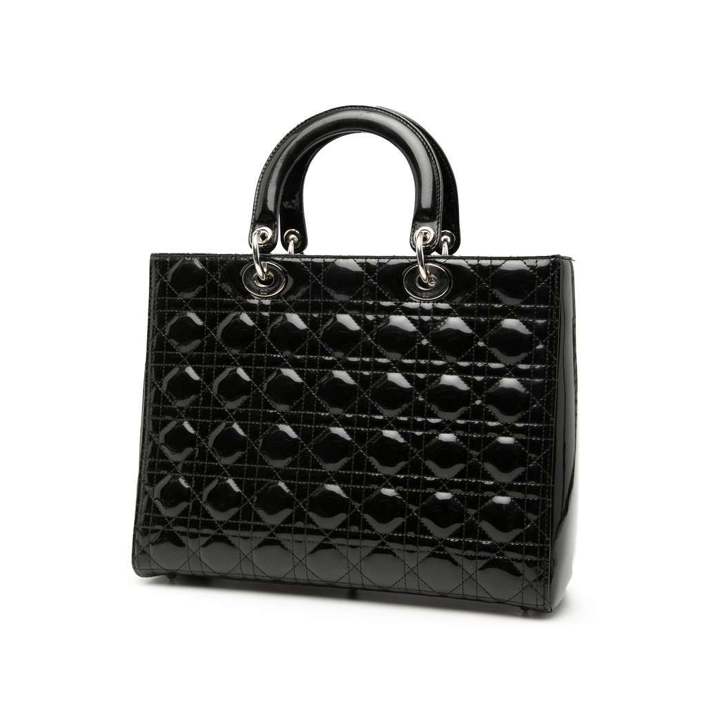 Dior Large Patent Cannage Lady Dior Black Leather Very good - Back View