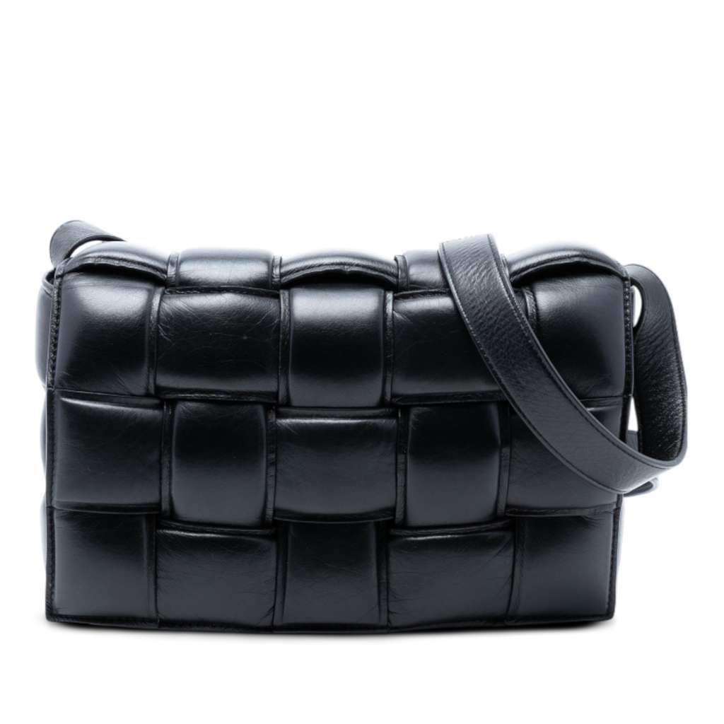 Bottega Veneta Nappa Intrecciato Padded Cassette Crossbody Black Leather Very good condition - Front View