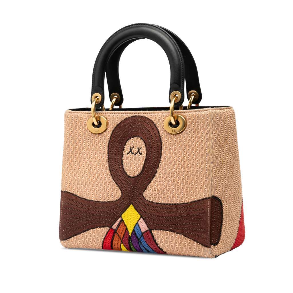 Dior Medium Canvas Beaded and Embroidered Tarot Judgment Lady Dior Brown Canvas Very good - Back View