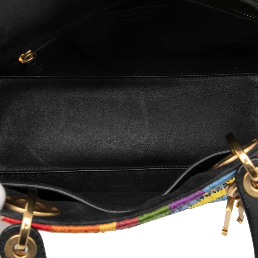 Dior Medium Canvas Beaded and Embroidered Tarot Judgment Lady Dior Brown Canvas Very good - Model View